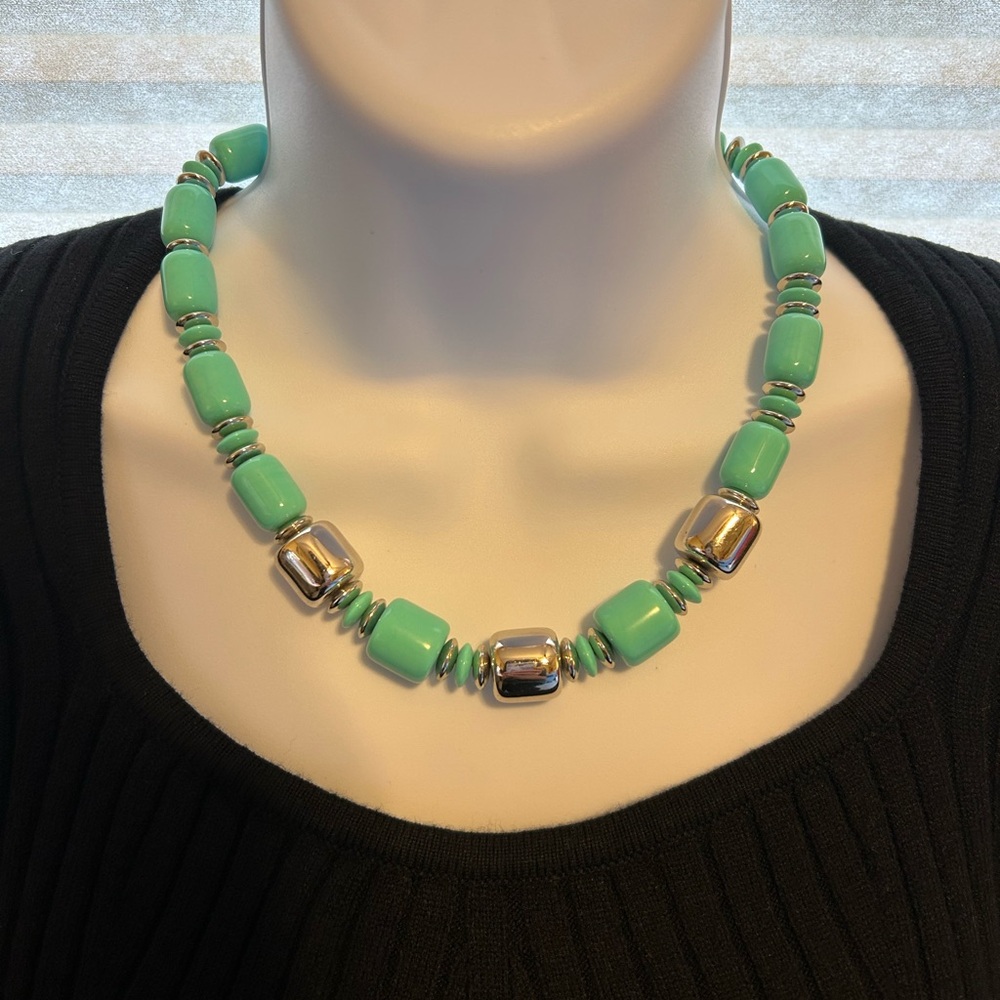 Silver and Turquoise Beaded Necklace